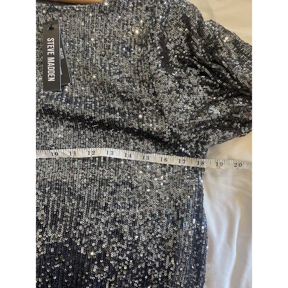Steve Madden Revolve Ginger Dress Silver Sequin Party Shift Dress 8 NWT - Picture 6 of 8